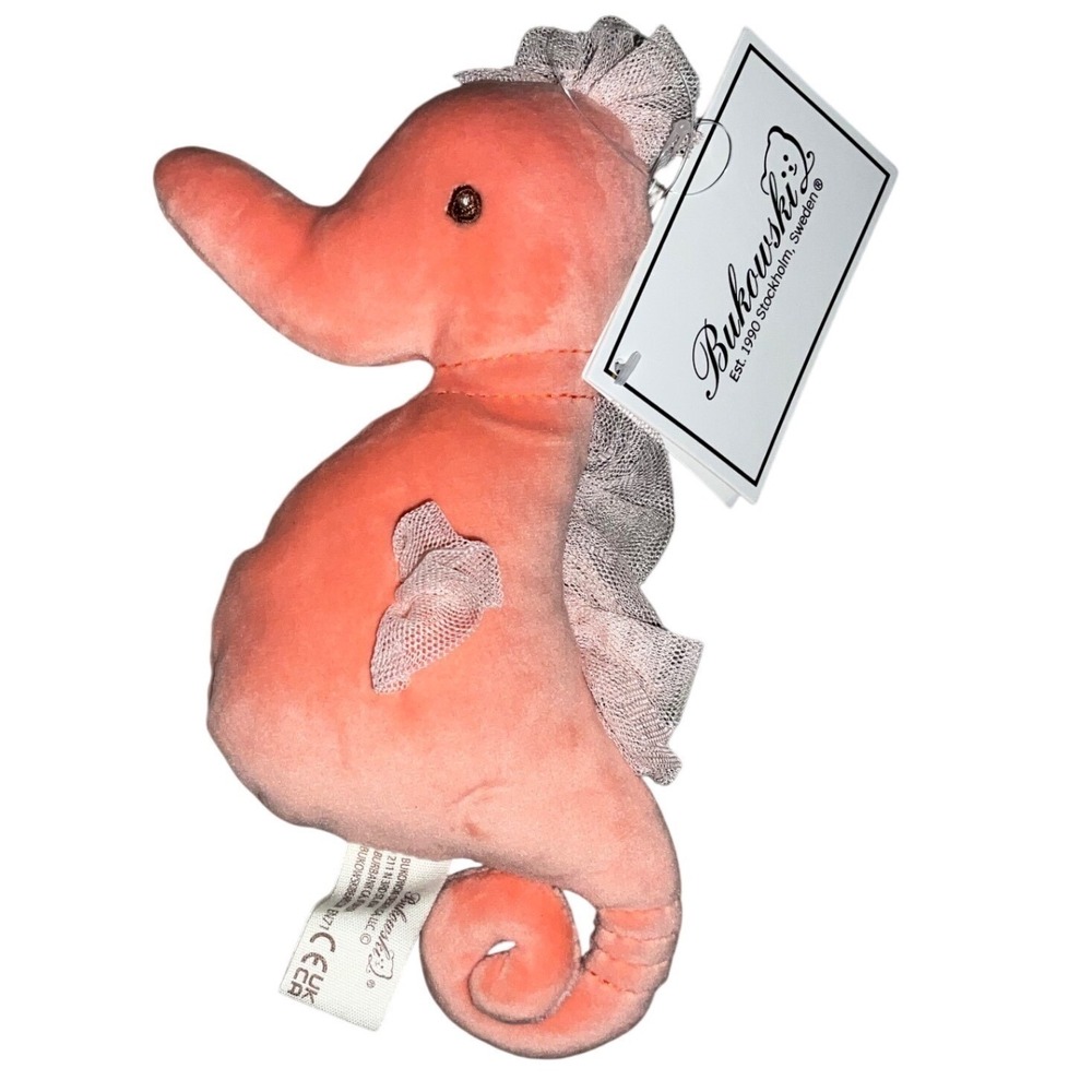 Bukowski Sweden Petite Pink Seahorse Plush NWT Hard to Find Baby Gift Soft Mini